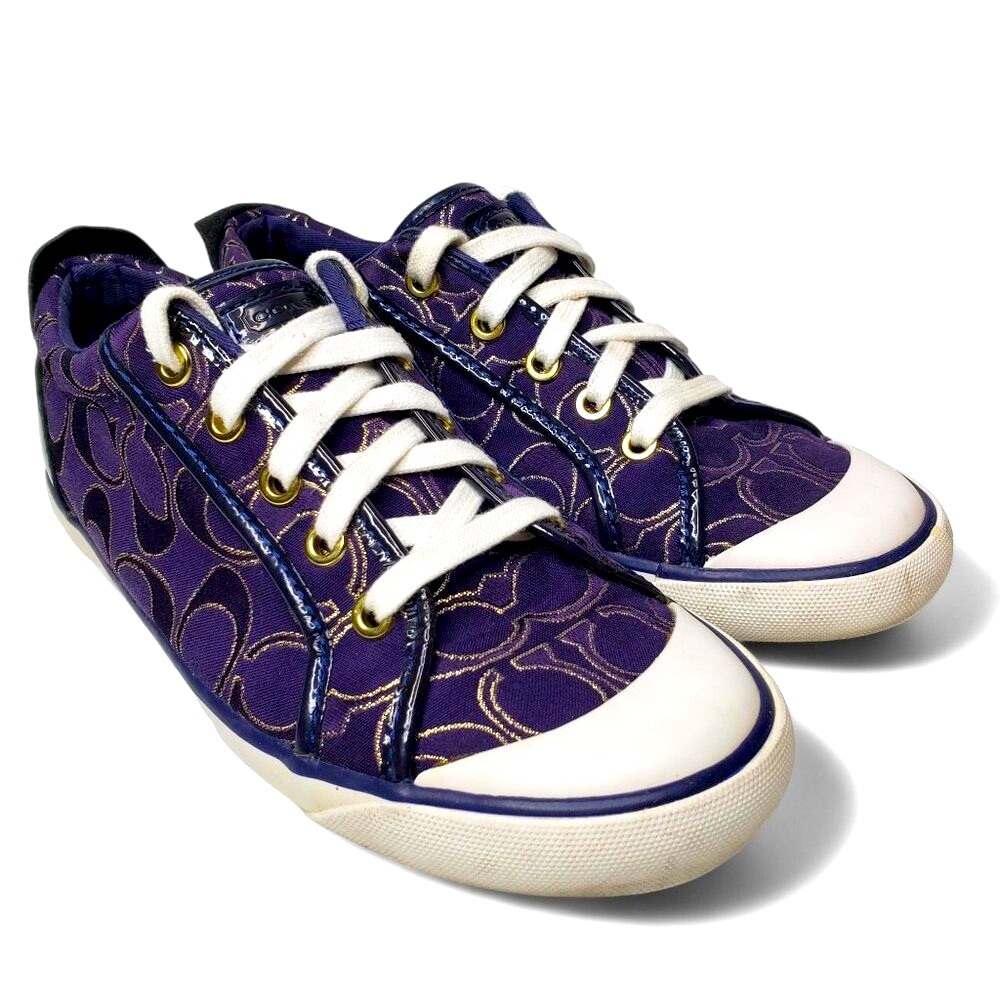 Coach Barrett Sneaker Women's Purple with Metallic Signature Logo Cap Toes 8B